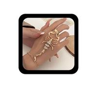 YienDoo Punk Rhinestone Scorpion Finger Ring Bracelet Scorpion Hand Harness Bracelet Gothic Crystal Scorpions Slave Hand Chain Bracelets Open Band Ring Friendship Bracelets Jewelry for Women, One Size
