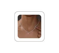 YienDoo Sparkly Silver Choker Necklace Funky White/Pink/Green Crystal Pendant Necklace Thin Link Chain Necklace Minimalist CZ Rhinestone Charm Necklace Jewelry for Women, Zinc, No Gemstone