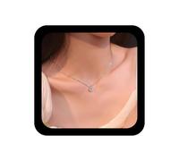 YienDoo Sparkly Silver Choker Necklace Funky White/Pink/Green Crystal Pendant Necklace Thin Link Chain Necklace Minimalist CZ Rhinestone Charm Necklace Jewelry for Women, Zinc, No Gemstone