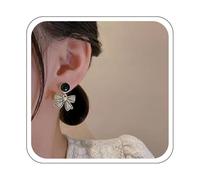 YienDoo Unique Crystal Bow Drop Earrings Black Round Stud Gold Statement Rhinestone Bow Tie Dangle Earrings Sparkly Bride Crystal Bowknot Earrings Jewelry for Women