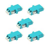 YIENFBEV LC Fiber Optic Adapter - LC to LC Duplex Multimode OM3 OM4 OM5 Coupler - 5 Pack - Aqua