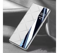 Yienning Flip Phone Case for Huawei Pura 70 Ultra, Light Luxury Leather Protective Case with Smart Side Window Shockproof Phone Case for Huawei Pura 70 Ultra White