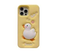 Yienning Funny 3D Cartoon Duck Phone Case for iPhone 16,Yellow Cute Animal Thick Soft Silicone Duckling Cell Phone Basic Case Compatible with iPhone 16
