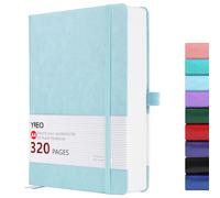 YIEO A4 Lined Notebook, Large A4 Notepad Note Book Hardback with 320 Pages Premium Thick Paper, No bleed, Leather Journals for Women Men work Writing, Inner Pocket, Light Blue