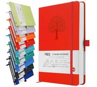 YIEO A5 Notebook Blank Journal, 200 Pages Hardcover Leather Sketch Book with 80GSM Plain Paper, Unlined Notepad, Sketchbook for Women Men Work School Drawing, 14.5 x 21cm-Red