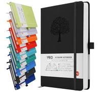 YIEO A5 Notebook Blank Journal, 200 Pages Hardcover Leather Sketch Book with 80GSM Plain Paper, Unlined Notepad, Sketchbook for Women Men Work School Drawing, 14.5 x 21cm-Black