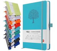YIEO A5 Notebook Blank Journal, 200 Pages Hardcover Leather Sketch Book with 80GSM Plain Paper, Unlined Notepad, Sketchbook for Women Men Work School Drawing, 14.5 x 21cm-Lakeblue