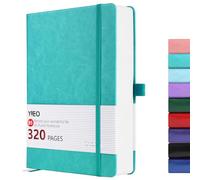 YIEO B5 Notebook Lined, 320 Pages Large B5 Note Book Notepad, 100gsm Thick Lined Paper, Hardcover Leather College Ruled Journal Notebook for Men work Writing, Inner Pocket, 19 x 25 cm, Cyan