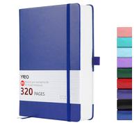 YIEO B5 Notebook Lined, 320 Pages Large B5 Note Book Notepad, 100gsm Thick Lined Paper, Hardcover Leather College Ruled Journal Notebook for Men work Writing, Inner Pocket, 19 x 25 cm, Bright Blue