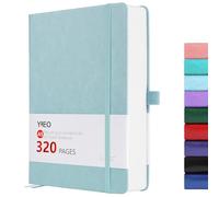 YIEO Notebook A5, Hardback Lined Journal Note Book for Writing Work, 320 Pages Thick Notebook with 100GSM Premium Paper, PU Leather Hardcover Notepad with Inner Pocket, 14.5 x 21cm, Light Blue