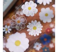 YiEr Vol13 White VelvetFlower,Floral Shell Light Washi PET Tape Stickers,Original Design,for Scrapbook Supplies,Scrapbook Tape Stickers,Junk Journal Supplies