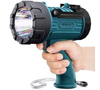 YIERBLUE Rechargeable Flashlight with 99,000 High Brightness LEDs, IP67 Waterproof, Search Light, Shockproof, with Foldable Stand, Red Lens