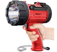 YIERBLUE Rechargeable Spotlight Flashlight with 1500 Lumen LED, IP67 Waterproof Long Running Spot Light searchlight, Impact Resistant Handheld Spotlight with Foldable Stand and Detachable Red Lens