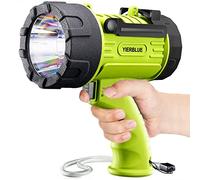 YIERBLUE Rechargeable Spotlight Flashlight with Super High High Lumen LED, IP67 Waterproof Long Running Spot Light searchlight, Impact Resistant Handheld Spotlight with Foldable Stand and Red Lens