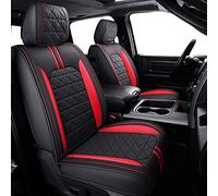 YIERTAI Dodge RAM Seat Covers fit for 2009-2023 1500HD 2010-2023 2500/3500HD Limited Laramie Big Horn Crew Double Cab Quad Cab Waterproof Leather Truck Seat Covers(5 PCS Full Set/Black-Red)