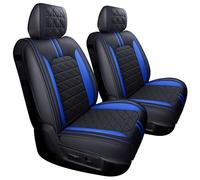 YIERTAI for Dodge RAM Seat Covers Fit 2009-2025 1500/2500/3500HD Pickup Crew Double Cab Quad Cab Laramie Long Horn Rebel Tradesman Waterproof Leather Seat Cover(2 PCS Front only/Black-Blue)