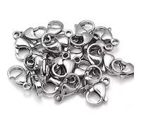 YIEUR, 100pcs Stainless Steel Lobster Clasp, 12 mm, Silver, Bracelet Clasp for Jewellery Making