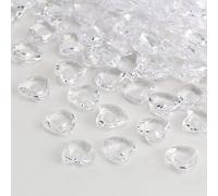 YIEUR Partyloon Pack of 600 White Hearts Diamond Confetti Decoration, 12 mm Glitter Decorative Stones Acrylic, Confetti Crystals Confetti Diamonds Plastic Wedding Table Decoration Gift Christening by