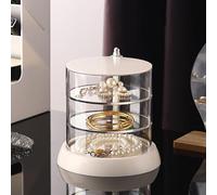 YIEZI 3-Layer Jewelry Storage Box, 360° Rotating Earring Organizer, Clear Acrylic, Dustproof Transparent Jewelry Accessory Box with Lid