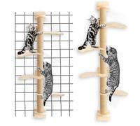 yifaeux Tall Cat Tree, 5 Tier Floor to Ceiling Cat Tower, Wall-mounted Cat Scratching Post, Wild Simulation Cat Wall Shelves, Suitable for Cats Climb, Scratch, Lookout and Play 1 Set