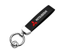 YIFANFENGSUN Car Keyring Car Key Chain Ring Clip for Mitsubishi Eclipse Cross PHEV Hybrid 2021 2022 2023+, Genuine Leather Keychain Creative Metal Pendant Detachable Keyrings Decoration Accessory