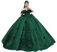 Yifanier Princess Off Shoulder Quinceanera Dresses Tulle Quinceanera Dresses with Bow Ball Gowns Tulle Sweet 16 Dress MT014 Green
