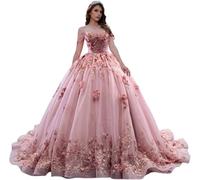 Yifanier Sweetheart Tulle Quinceanera Dresses for Women Sweet 16 Quinceanera Dresses Ball Gowns with Train MT009 Pink