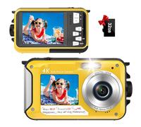 Yifecial 4K Underwater Camera with 32GB Card 1250mAh Battery 56MP Autofocus 11FT Waterproof Camera Dual-Screen Selfie 16X Waterproof Floatable Digital Camera Underwater Camera for Snorkeling