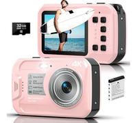 Yifecial Underwater Camera 4K 64MP 16ft Waterproof Camera with 32GB Card, Waterproof Floating Autofocus with IPS HD Screen, 16X Digital Zoom, Fill Light, for Snorkeling, Surfing