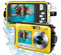 Yifecial Waterproof Digital Camera 4K 11FT Underwater Camera Autofocus 56MP Selfie Dual Screens Kids Waterproof Camera 16X Digital Zoom Underwater Camera for Snorkeling with 32GB Card, Yellow