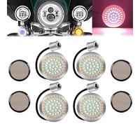 yifengshun 1156 48LED Motorcycle Front And Rear Turn Signal Light 5cm With Smoked Lens Super Bright Waterproof Amber+White LED Kit For Harley Touring Sportster Softail Dyna Tail 4Pcs