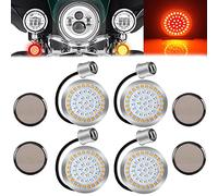 yifengshun 1157 48LED Motorcycle Rear Brake Lights 5cm With Smoked Lens Super Bright And Waterproof Red+Amber LED Rear Turn Signal Lights For Harley Touring Sportster Softail Dyna Taillight (4pcs)
