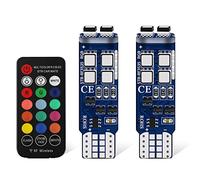 yifengshun 12V T10 RGB LED Mood Lights with 6SMD 5050 LED Bulbs - Wireless Remote Controller 16 Colors Changing - Interior Bulbs For Car Wedge W5W 501 (Pack of 2)