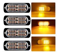 yifengshun 20-LED Amber Strobe Lights for Car,Super Bright LED Light Bar with 16 Flashing Mode Flashing Beacons for Car Vehicle Truck SUV Van 12-24V-4Pcs