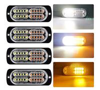 Yifengshun 20-LED Amber&White Strobe Lights for Car,Super Bright LED Light Bar with 16 Flashing Mode Flashing Beacons for Car Vehicle Truck SUV Van 12-24V-4Pcs