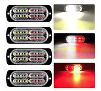 yifengshun 20-LED Red&White Strobe Lights for Car,Super Bright LED Light Bar with 16 Flashing Mode Flashing Beacons for Car Vehicle Truck SUV Van 12-24V-4Pcs