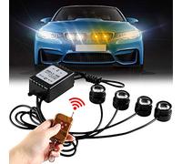 yifengshun 4 In 1 Eagle Eye LED Strobe Emergency Grille Bar Lights Hazard Flashing Warning Beacon Lights for Car Vehicle Truck Eagle Eye LED Wireless Remote Control DC12V (Amber&White)