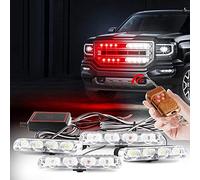 yifengshun 4 in 1 LED Beacon Light DC12V Wireless Remote Control Strobe Light DRL Flashing Lights Magnetic Emergency Warning Lights for Auto Vehicle (Red & White)