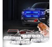 yifengshun 4 in 1 LED Beacon Light DC12V Wireless Remote Control Strobe Light DRL Flashing Magnetic Emergency Warning Lights for Auto Vehicle (Blue)