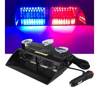 yifengshun Red&Blue LED Law Enforcement Emergency Beacon Hazard Strobe Lights High Brightness 16LEDs 12V Warning Light for Truck Trailer Interior Roof/Windshield/Dashboard with Suction Cup