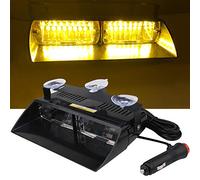 yifengshun Yellow LED Law Enforcement Emergency Beacon Hazard Strobe Lights High Brightness 16LEDs 12V Warning Light for Truck Trailer Interior Roof/Windshield/Dashboard with Suction Cup