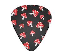Yifhdes 12 Guitar Pick Set Guitar black red cartoon mushroom Plectrums For Every Guitarist Picks Sized 0.46, 0.71, 0.96 mm For Electric Guitar, Acoustic Guitar And Bass