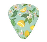 Yifhdes 12 Guitar Pick Set Guitar tropical fruits mint green leaves flowers watercolor Lemon Plectrums For Every Guitarist Picks Sized 0.46, 0.71, 0.96 mm For Electric Guitar, Acoustic Guitar And Bass