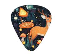 Yifhdes 12 Pcs Celluloid Guitar Picks Compatible with Magic Mushrooms Wild Animals Deer Sampler Pack with Storage Box Case, Light Guitar Pick Thin/Medium/Heavy Gauges Gift for Bass Ukulele