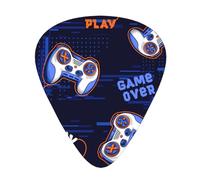 Yifhdes 12 Pcs Celluloid Guitar Picks Compatible with Video Games Weapon Gamer Game Over Play Sampler Pack with Storage Box Case, Light Guitar Pick Thin/Medium/Heavy Gauges Gift for Bass Ukulele