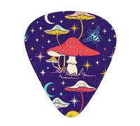 Yifhdes 12 Pcs Celluloid Guitar Picks Compatible with Vintage Trippy Moon Star Mushroom Retro Sampler Pack with Storage Box Case, Light Guitar Pick Thin/Medium/Heavy Gauges Gift for Bass Ukulele