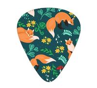 Yifhdes 12 Pieces Guitar Pick Compatible with Summer Leaves Flowers Floral Foxes Sampler Pack with Storage Box Case, Thin/Medium/Heavy Plastic Light Guitar Picks, Personalized Guitar Guitar Picks Gift