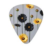 Yifhdes black and gold flowers Printed Guitar Picks,12 Pack Premium Guitar Picks 3 Different Thickness with Storage Box,0.5/0.7/1 mm