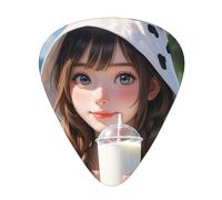 Yifhdes Cartoon Milk Cow Printed Guitar Picks,12 Pack Premium Guitar Picks 3 Different Thickness with Storage Box,0.5/0.7/1 mm