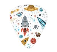 Yifhdes Cartoon Rockets Print Guitar Pick Thin Medium Heavy Gauges For Acoustic Guitar,Electric Guitar,Bass Guitar,12 Pack
